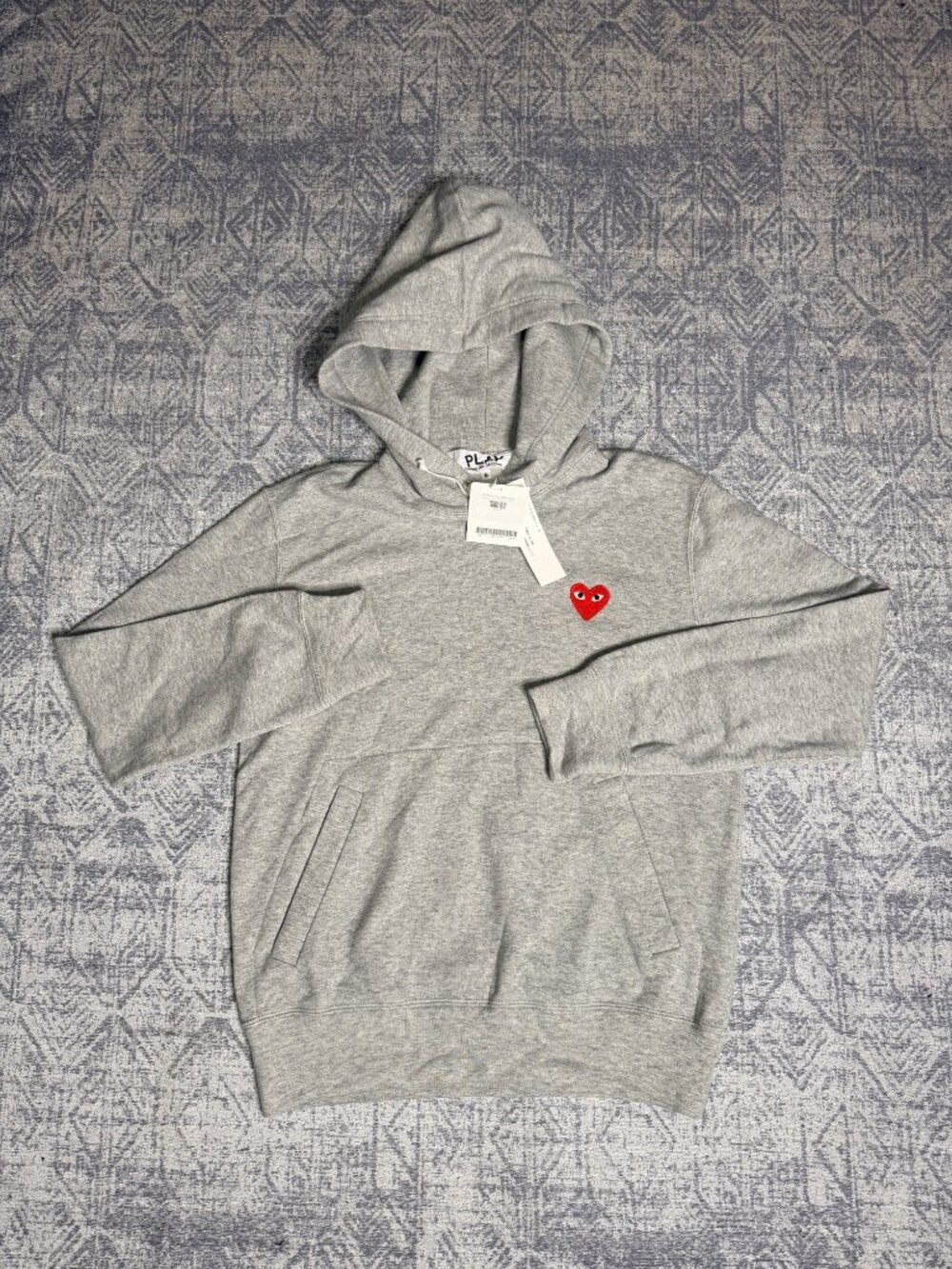 Comme des Garçons PLAY Red Heart Pullover Hoodie Grey